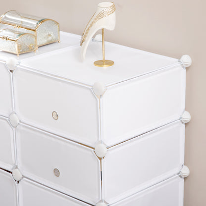 Shoe Cabinet, Shelf with Storage Bins, Wardrobe, Plastic, Steel, White, 75 x 37 x 73 cm