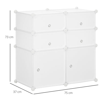 Shoe Cabinet, Shelf with Storage Bins, Wardrobe, Plastic, Steel, White, 75 x 37 x 73 cm