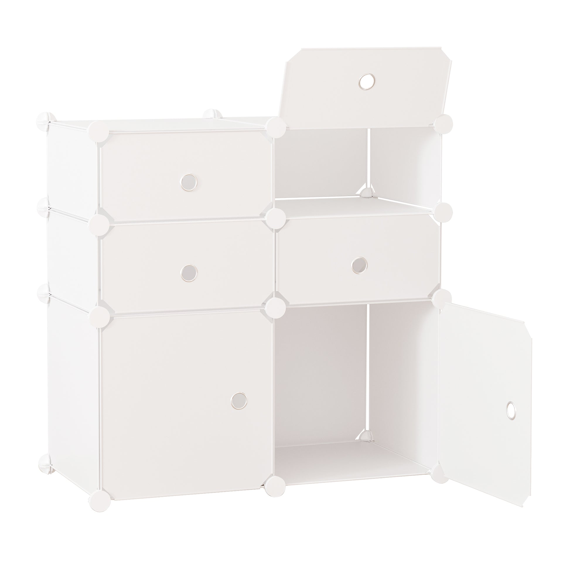 Shoe Cabinet, Shelf with Storage Bins, Wardrobe, Plastic, Steel, White, 75 x 37 x 73 cm
