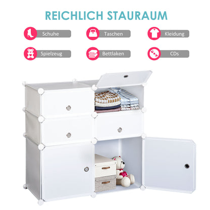 Shoe Cabinet, Shelf with Storage Bins, Wardrobe, Plastic, Steel, White, 75 x 37 x 73 cm