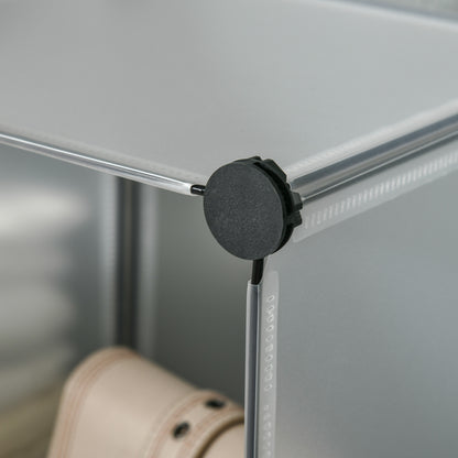 DIY modular shelf system with 16 cubes stackable DIY cube shelf wardrobe storage shelf standing shelf shoe shelf made of plastic steel White 125 x 32 x 125 cm