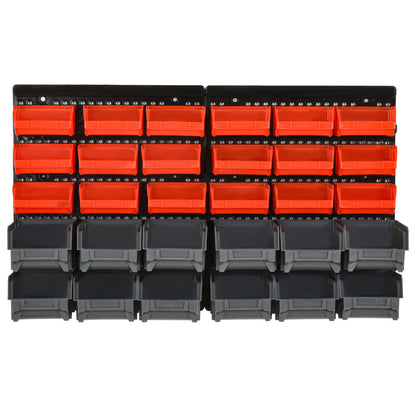 Storage System Wall Shelf 37.5 x 63 cm, Visible Storage Boxes, 30pcs. Boxes in 2 Sizes, Tool Holders, Workshop Wall Shelf for Screws, Workshop
