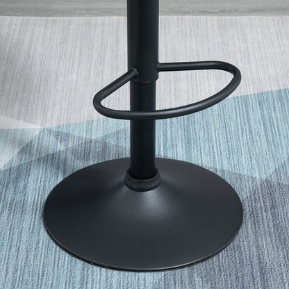 Set of 2 Bar Stools, Adjustable Height with Metal Base and Faux Leather Seat, Modern Stools with Backrest and Footrest, 46x48x83-104 cm, Brown and Black