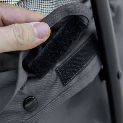 Foldable Pet Stroller for Small Dogs with Mesh Windows Washable Cushion Safety Straps and Steel Frame Load 15 kg Gray