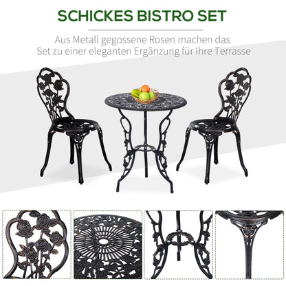 Garden Furniture 3 pc. Garden Set Seating Group Balcony Set Balcony Furniture Set Ensemble Table Chair Bronze