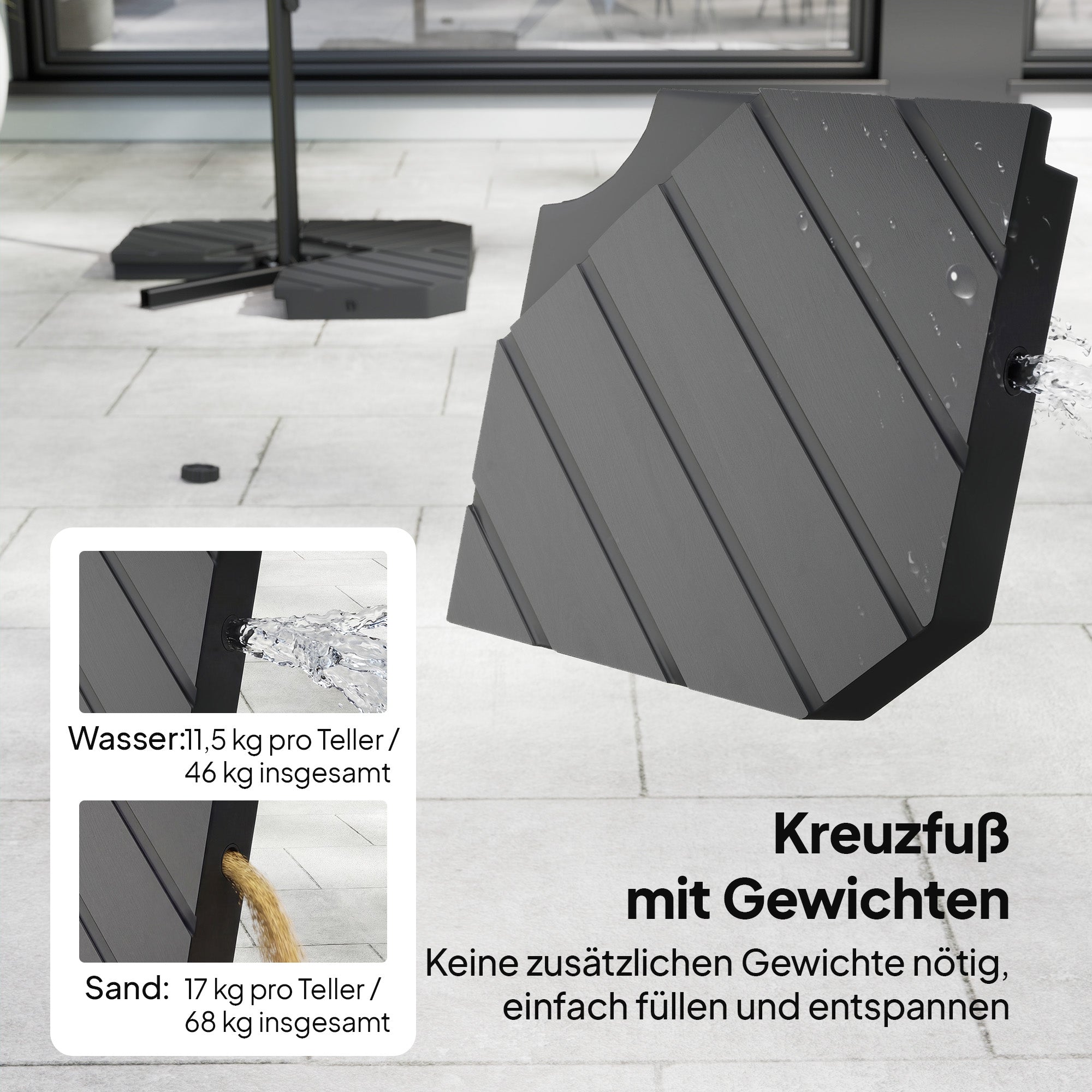 3 m Offset Cantilever Umbrella with Crank & Locking Arm — Water-Resistant, UPF 30+, Dark Gray