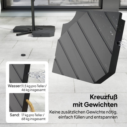 3 m Offset Cantilever Umbrella with Crank & Locking Arm — Water-Resistant, UPF 30+, Dark Gray