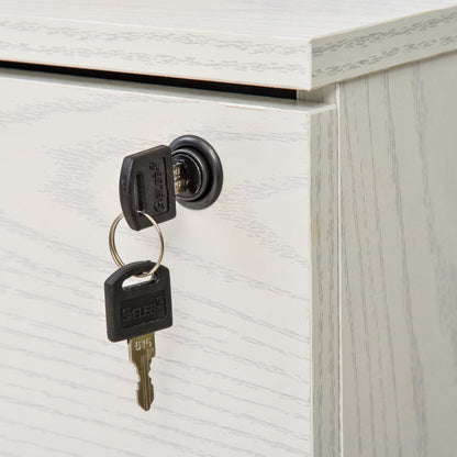 Mobile Filing Cabinet for A4 Files with Wheels Hanging File Cabinet with 2 Drawers and Lock 40x45x55.6 cm White