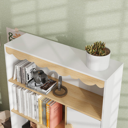 Children's Bookshelf Kids Storage Bookcase Toy Storage with 4 Shelves, 2 Compartments and Cupboard, Children's Room Shelf for Playroom, Kids Bedroom, Nursery, White