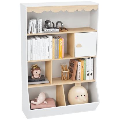Children's Bookshelf Kids Storage Bookcase Toy Storage with 4 Shelves, 2 Compartments and Cupboard, Children's Room Shelf for Playroom, Kids Bedroom, Nursery, White