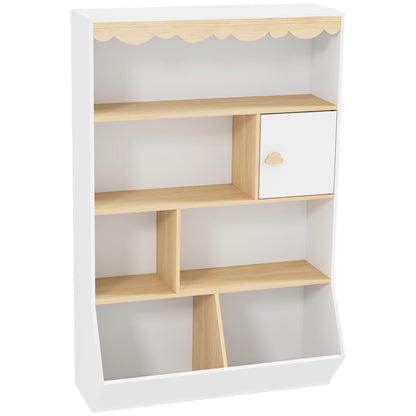 Children's Bookshelf Kids Storage Bookcase Toy Storage with 4 Shelves, 2 Compartments and Cupboard, Children's Room Shelf for Playroom, Kids Bedroom, Nursery, White
