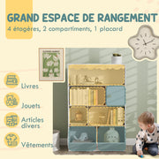 Children's Bookshelf Kids Storage Bookcase Toy Storage with 4 Shelves, 2 Compartments and Cupboard, Children's Room Shelf for Playroom, Kids Bedroom, Nursery, White