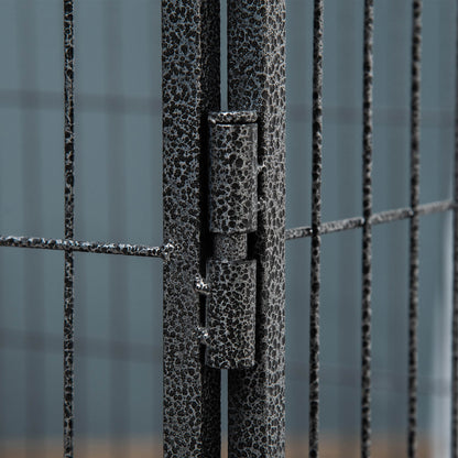 Rectangular Pet Playpen Pet Exercise Pen 4-Panel Steel 109x74x71 cm with Double-Latch Door and Removable Tray for Outdoor and Indoor