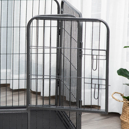 Rectangular Pet Playpen Pet Exercise Pen 4-Panel Steel 109x74x71 cm with Double-Latch Door and Removable Tray for Outdoor and Indoor