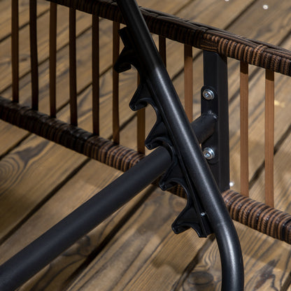 Set of 2 Rattan Sun Loungers Garden Sun Loungers with Adjustable Backrest in 5 Levels and Cushions 196x54x32 cm Brown