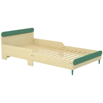 Children's Floor Bed 90x190 cm with Safety Barrier, Slatted Base Included, for Boys and Girls aged 3-10 - Green