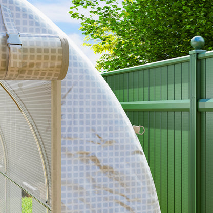 Garden Tunnel Greenhouse 500x200x205 cm Greenhouse with Roll-Up Door and 8 Windows PE Cover 140 g/m² Metal Frame for Plant Vegetable Cultivation White
