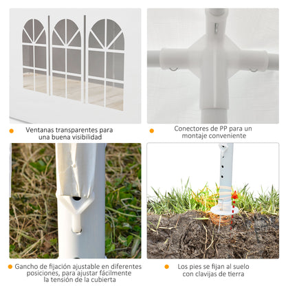 Garden Tent 6x3 m Removable Outdoor Gazebo with 4 Windows 2 Zippered Doors 6 Side Walls and Waterproof Pavilion for Terrace Patio Beach White