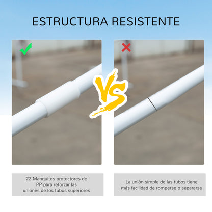 Garden Tent 6x3 m Removable Outdoor Gazebo with 4 Windows 2 Zippered Doors 6 Side Walls and Waterproof Pavilion for Terrace Patio Beach White