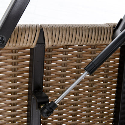 Cosy Chic Style Garden Coffee Table - Lift-Top Coffee Table - Epoxy Metal Synthetic Rattan Resin Beige