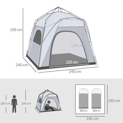 Dome Tent for 4 People Light, Stable, Waterproof UV 50+ Pop Up Camping Tent with Hook Door Window, Groundsheet Family Tent with 1000mm Water Column Tent for Camping Travel Trekking Garden