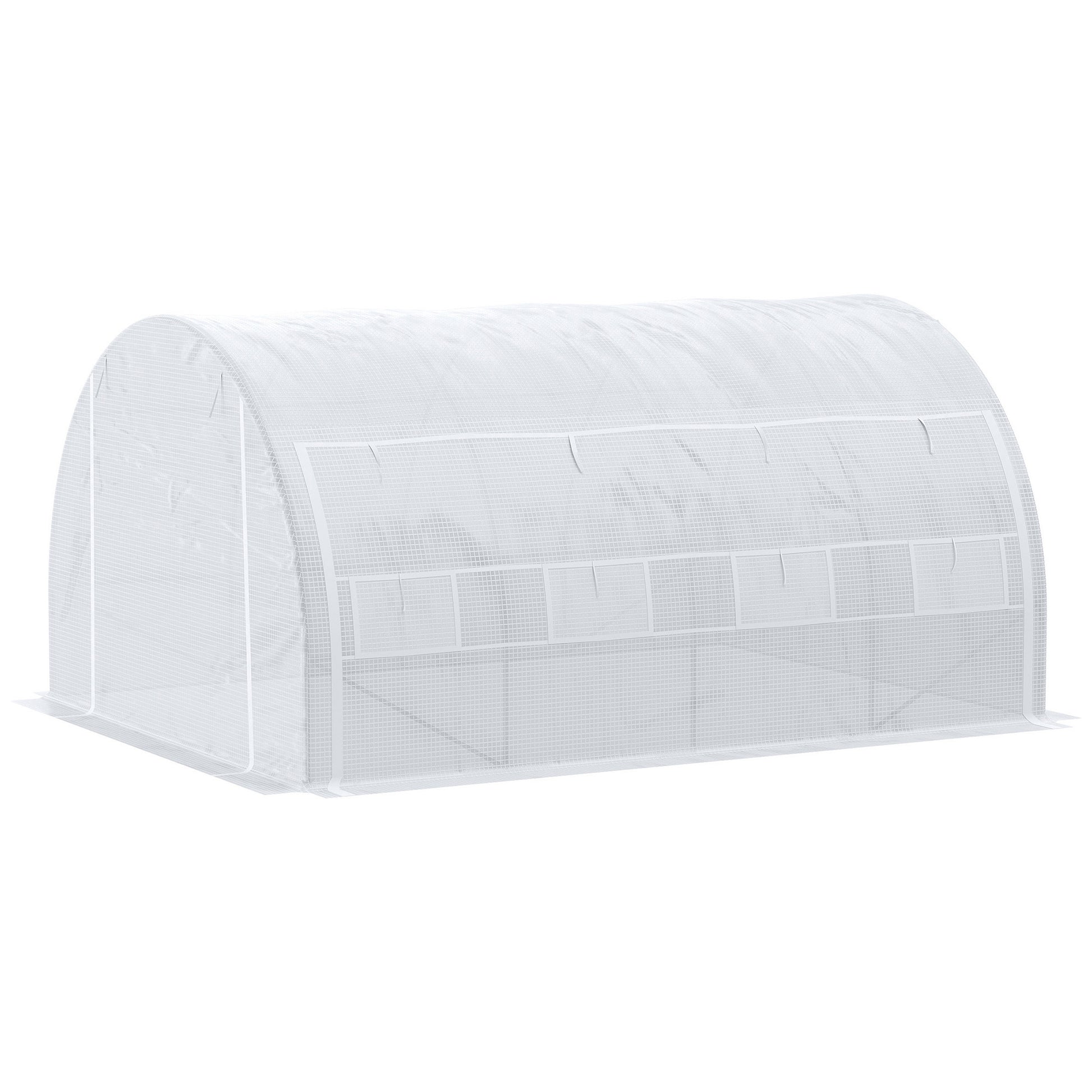 Poly Tunnel Greenhouse 4 x 3 x 2 m Walk-in Greenhouse with Roll-Up Covers Polytunnel Greenhouse UV Protection Steel Frame White
