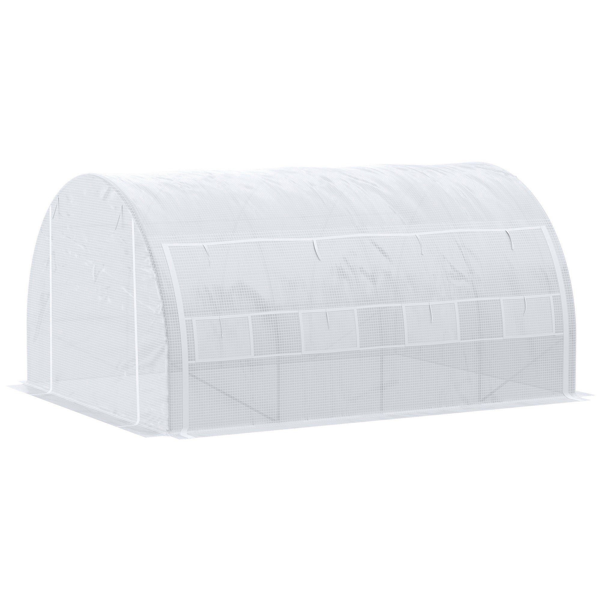 Poly Tunnel Greenhouse 4 x 3 x 2 m Walk-in Greenhouse with Roll-Up Covers Polytunnel Greenhouse UV Protection Steel Frame White