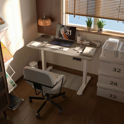 Electric Height Adjustable Sit-Stand Desk with Memory Function, Height Adjustable Desk 72-116 cm, 120L x 60W cm Natural and White