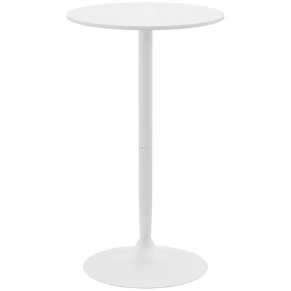 Bar Table Bistro Table Round Party Table Ø60 x 102 cm Poseur Table for Dining Room, Living Room, Steel, White