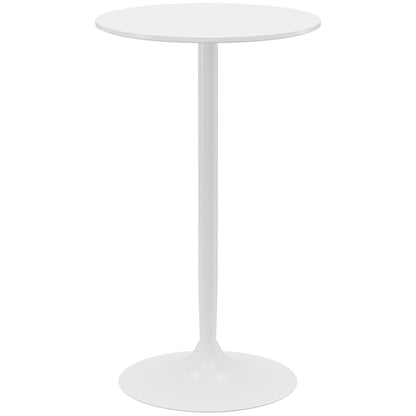 Bar Table Bistro Table Round Party Table Ø60 x 102 cm Poseur Table for Dining Room, Living Room, Steel, White