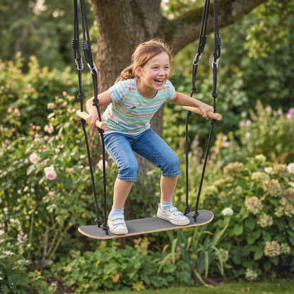 Skateboard-Style Kids Swing — Adjustable Height, Non-Slip Deck, Weatherproof Rope & Handles, Holds up to 220 lb (100 kg), Ages 3+