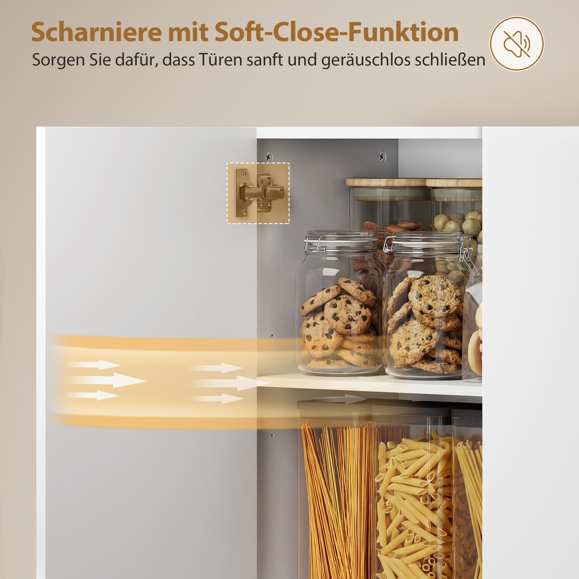 71 in Tall Freestanding Kitchen Pantry – High-Gloss White, Soft-Close Doors & Adjustable Shelves