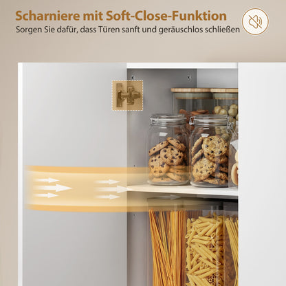 71 in Tall Freestanding Kitchen Pantry – High-Gloss White, Soft-Close Doors & Adjustable Shelves