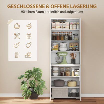 71 in Tall Freestanding Kitchen Pantry – High-Gloss White, Soft-Close Doors & Adjustable Shelves