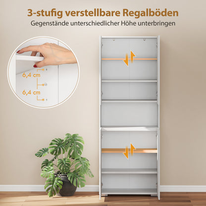 71 in Tall Freestanding Kitchen Pantry – High-Gloss White, Soft-Close Doors & Adjustable Shelves