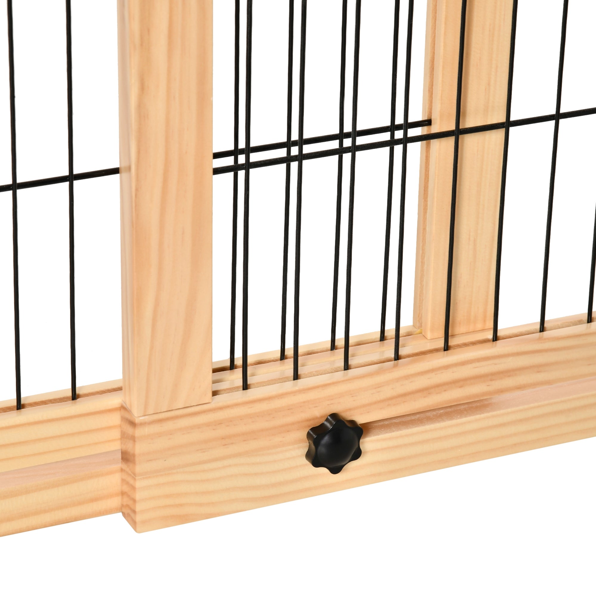 Wooden Dog Barrier, Extendable Door Guard with Foot Support, Freestanding Dog Gate, Stair Guard, Dog Barrier for Fireplace, Oven, Natural, 104-183 x 36 x 69 cm