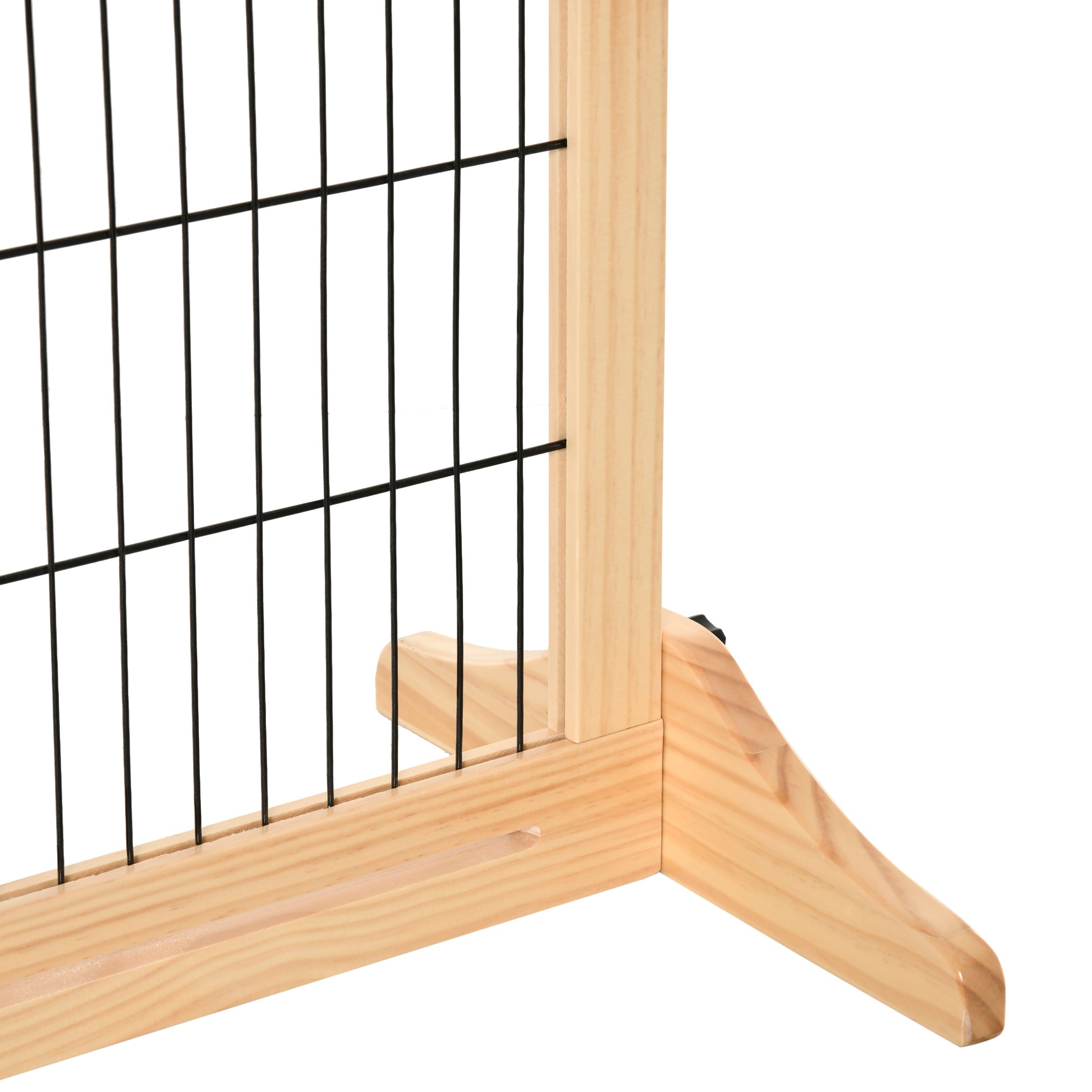 Wooden Dog Barrier, Extendable Door Guard with Foot Support, Freestanding Dog Gate, Stair Guard, Dog Barrier for Fireplace, Oven, Natural, 104-183 x 36 x 69 cm