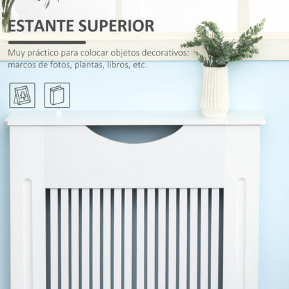 Radiator Cover 78x19x82 cm Modern MDF Radiator Cover with Shelf Load 10 kg and Anti-Tip Device for Living Room Bedroom White