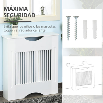 Radiator Cover 78x19x82 cm Modern MDF Radiator Cover with Shelf Load 10 kg and Anti-Tip Device for Living Room Bedroom White