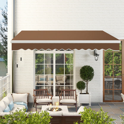4x2.5m Retractable Arm Awning, Outdoor Crank Canopy in Aluminum and 280g/㎡ Polyester Fabric, UV Protection, for Garden, Balcony and Terrace, Coffee