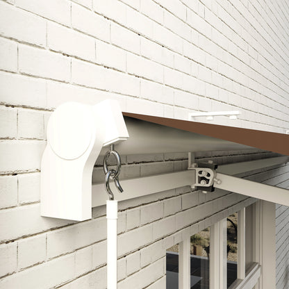 4x2.5m Retractable Arm Awning, Outdoor Crank Canopy in Aluminum and 280g/㎡ Polyester Fabric, UV Protection, for Garden, Balcony and Terrace, Coffee