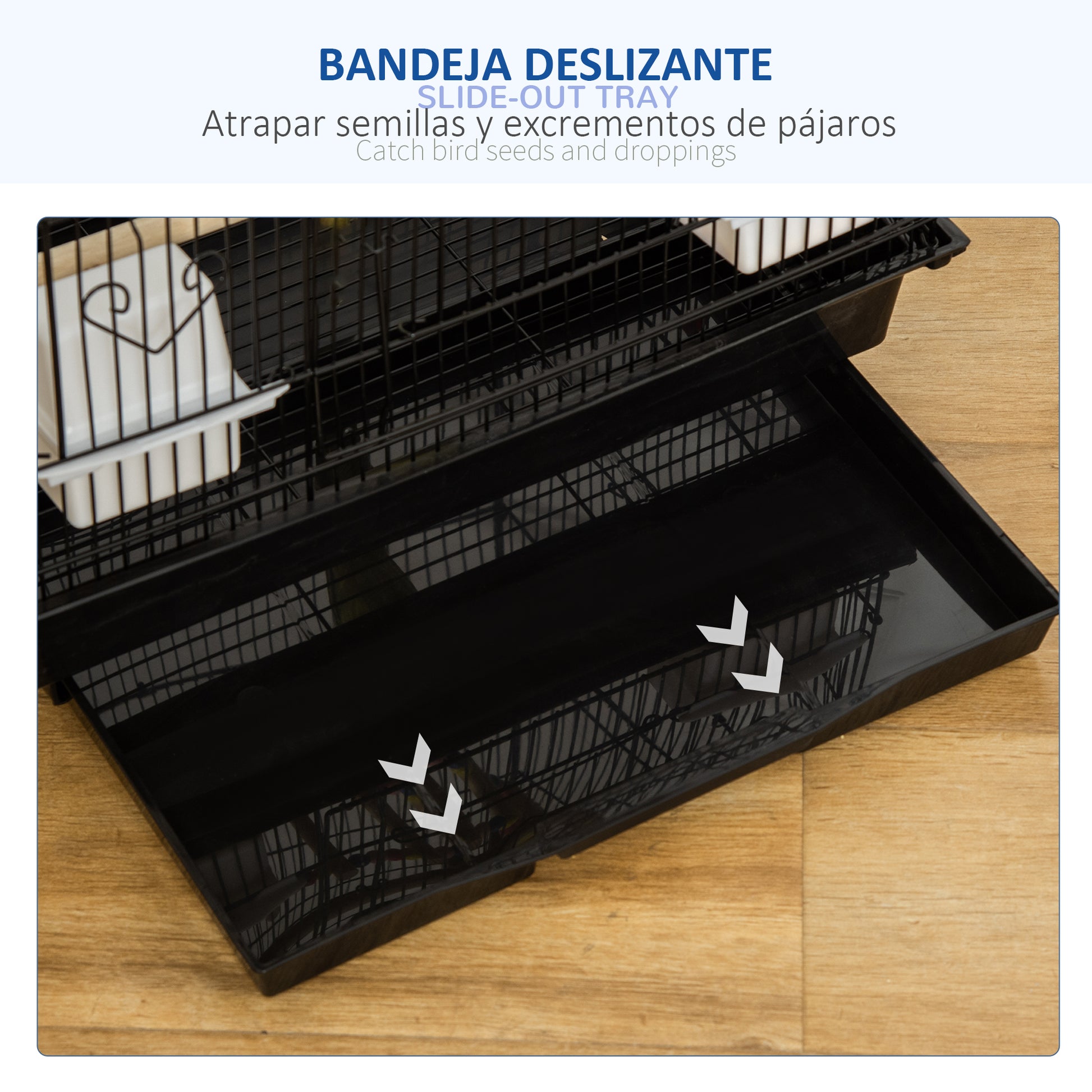 Bird Cage Aviary with Multiple Doors 4 Feeders 3 Perches Swing Ladders and Removable Tray for Parrots Canaries Budgies 46x36x100 cm Black
