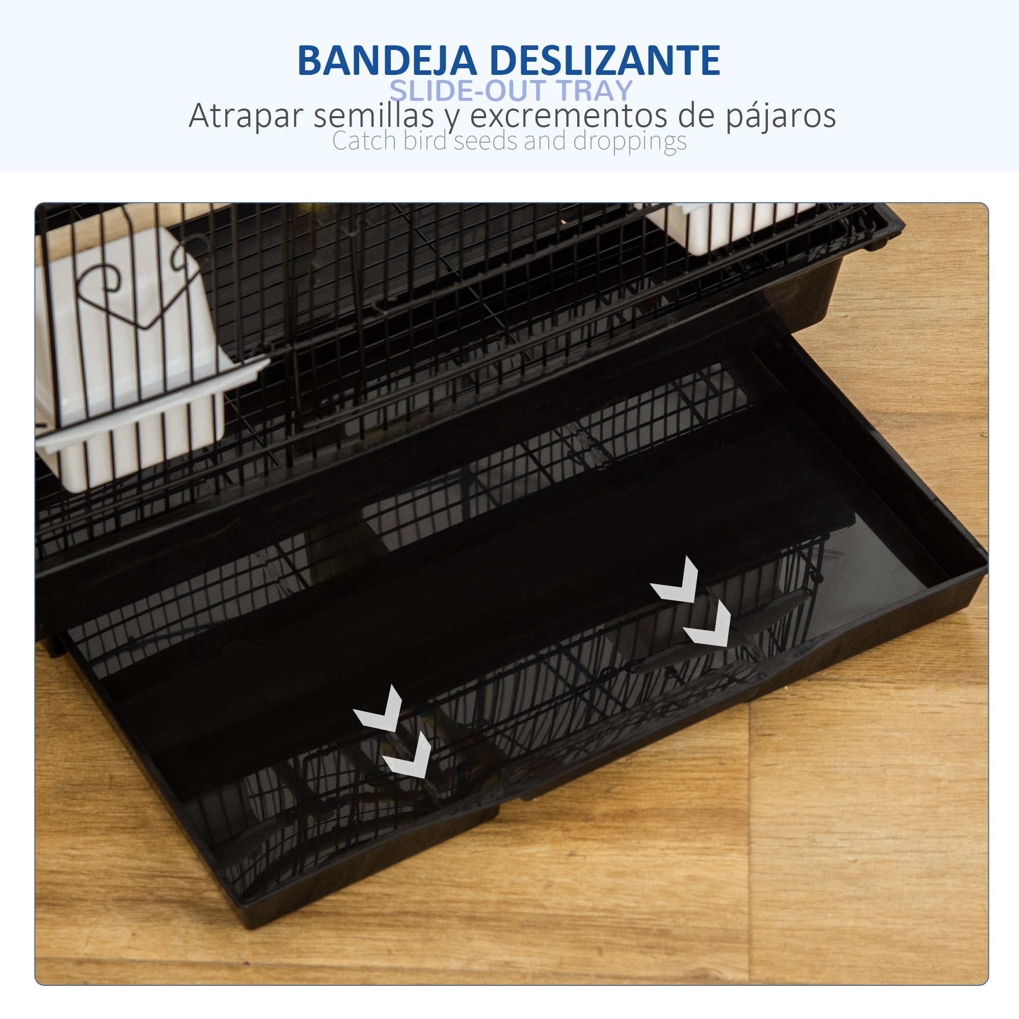 Bird Cage Aviary with Multiple Doors 4 Feeders 3 Perches Swing Ladders and Removable Tray for Parrots Canaries Budgies 46x36x100 cm Black