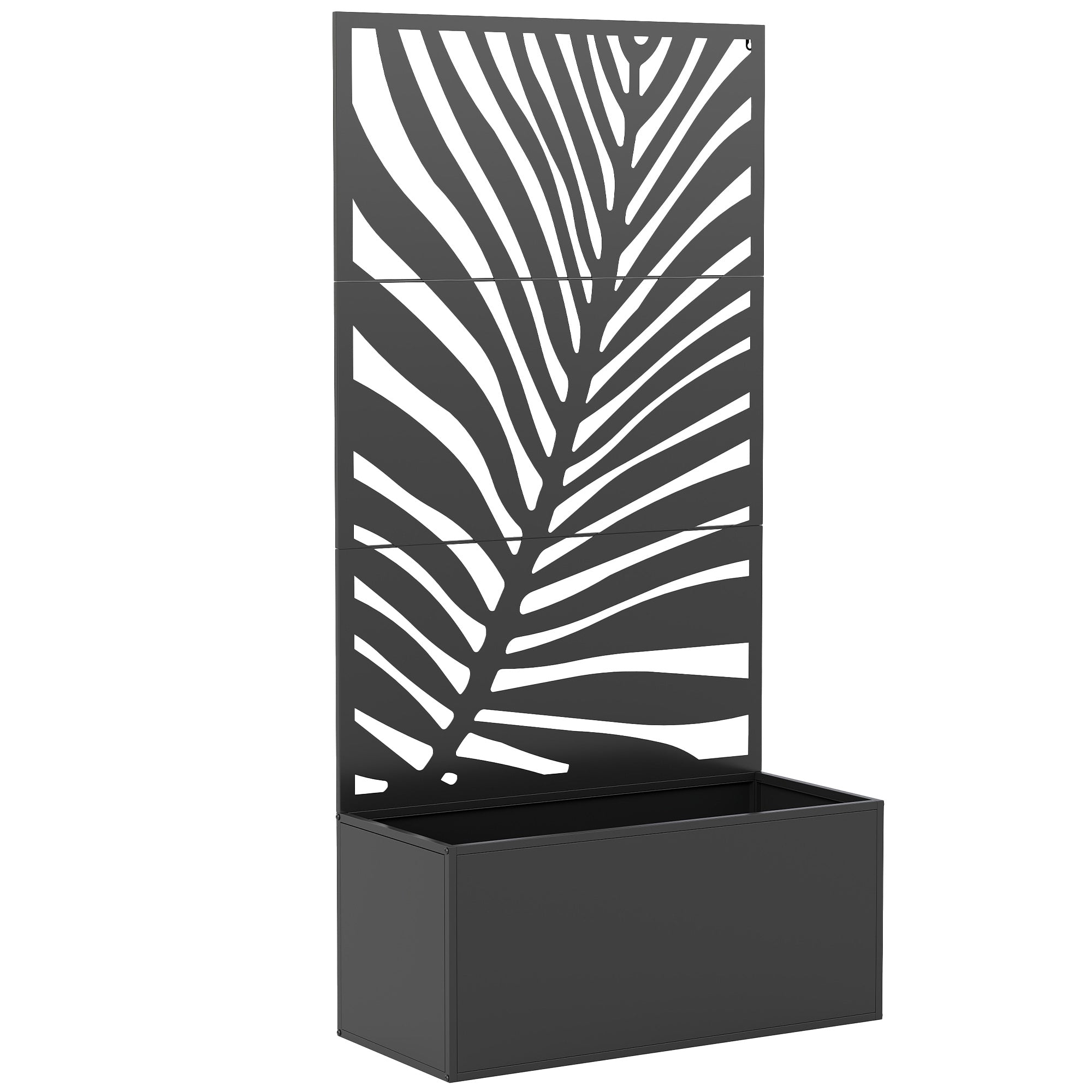 Planter with Trellis — Raised Flower Bed with Privacy Screen for Climbing Plants, Vegetables & Flowers, Metal, Indoor/Outdoor, Garden/Patio/Balcony, 35.4 x 15.7 x 70.9 in (90 x 40 x 180 cm), Black
