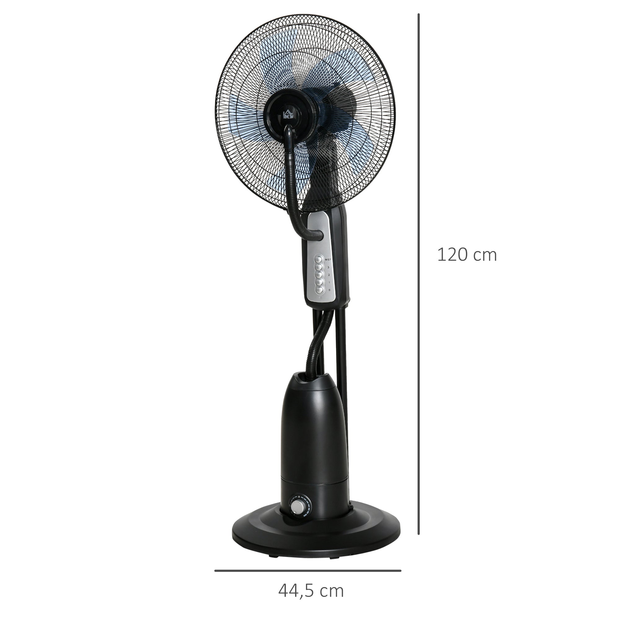 Water Cooling Fan, Stand Fan with Adjustable Spray Mist, 3 Speeds, 2.8 L Water Tank, 70° Oscillating, 90 W Water Fan with Wheels, 120 cm