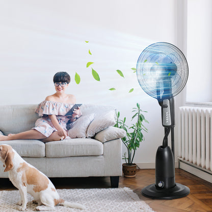 Water Cooling Fan, Stand Fan with Adjustable Spray Mist, 3 Speeds, 2.8 L Water Tank, 70° Oscillating, 90 W Water Fan with Wheels, 120 cm