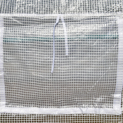 Garden Greenhouse 6x3x2 m Tunnel Type for Planting Vegetables with 8 Breathable Windows and Roll-Up Zipper Door Steel White