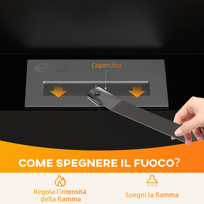 Wall-Mounted Bioethanol Fireplace with 0.9L Burner for 3.3 Hours, Built-In Ethanol Fireplace in Stainless Steel, Indoor Ethanol Fireplace with 20sqm Coverage, 100x15x54 cm, Black and Silver