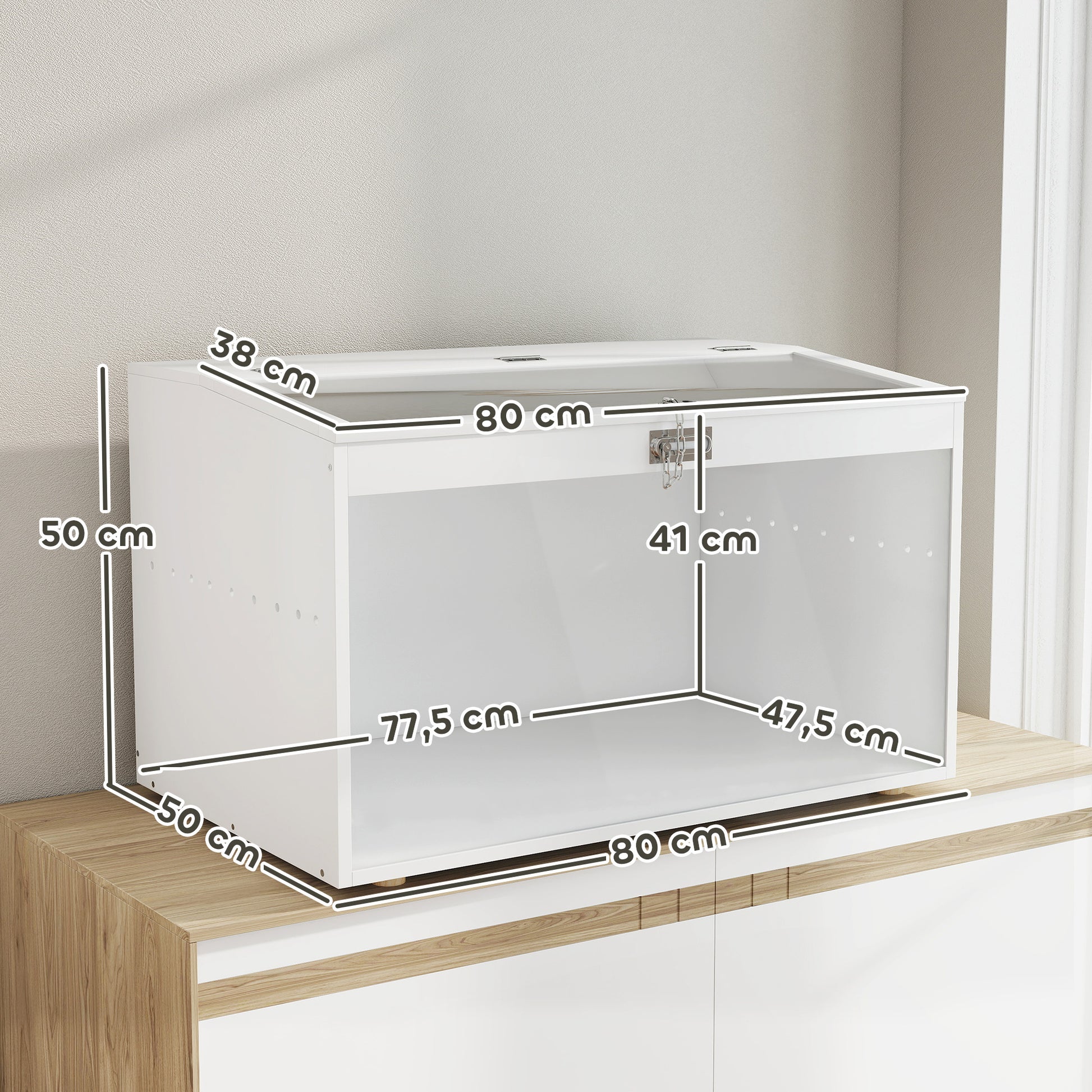 Hamster Cage Small Animal House with Flip-Top Lid and Transparent Acrylic Window for Dwarf Hamsters Small Gerbils 80x50x50 cm White