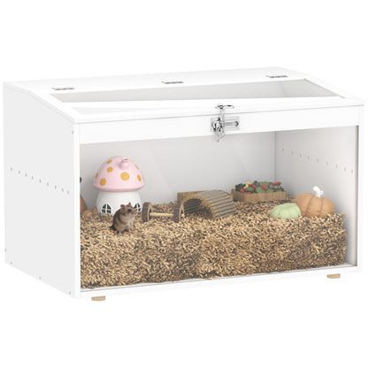Hamster Cage Small Animal House with Flip-Top Lid and Transparent Acrylic Window for Dwarf Hamsters Small Gerbils 80x50x50 cm White